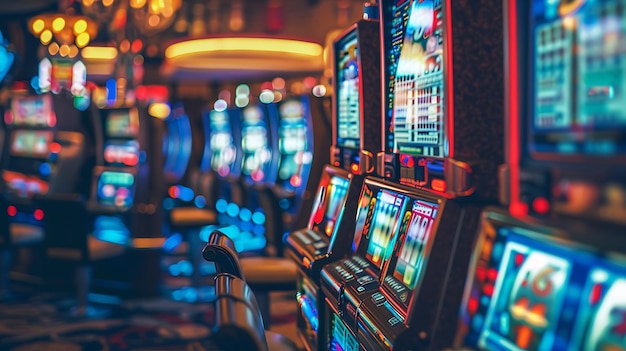 A slot machine with the slot machine in the background | Premium  AI-generated image