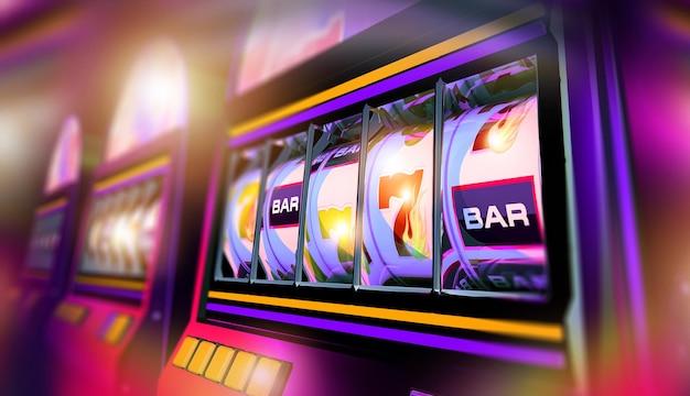 slot machines casino games conceptual 3d illustration
