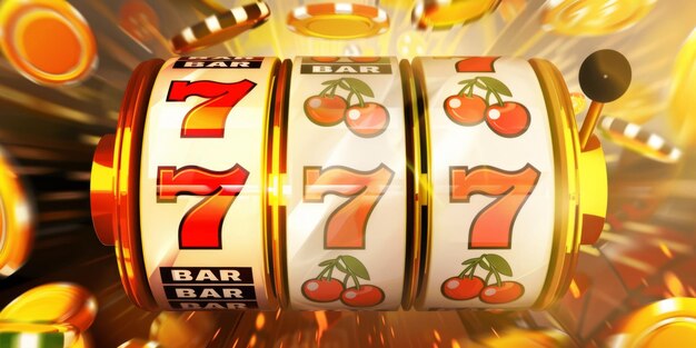 Photo slot machines winning three sevens generative ai