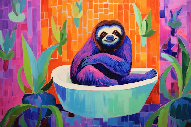 a sloth in a bathtub by person