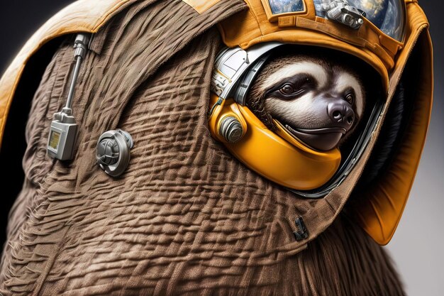 Photo sloth bear as astronaut animal in space suit