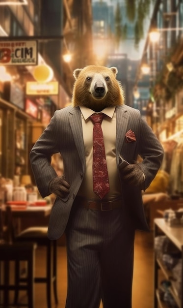 Sloth dressed in a suit like a businessman generative AI