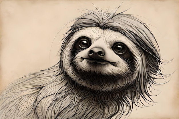 Sloth head sketch book in cartoon style