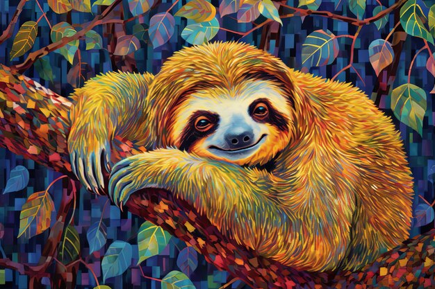 A Sloth Serenade in Impressionist Harmony