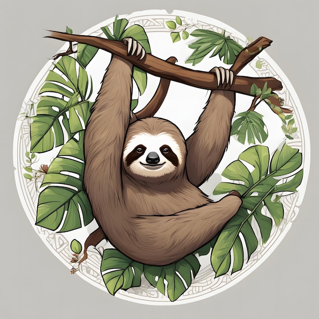 Photo sloth watercolor clipart