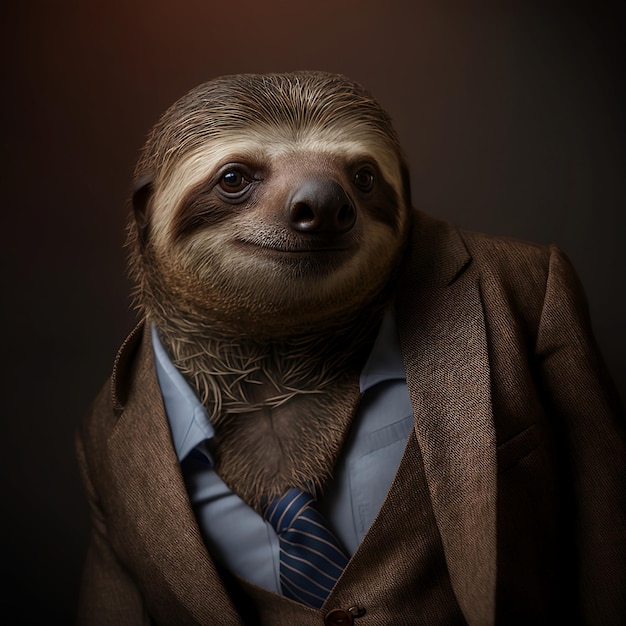 Sloth wearing a professional business suit