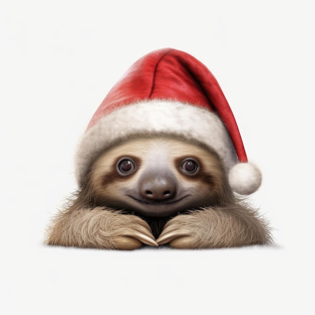 Sloth wearing Santa Hat