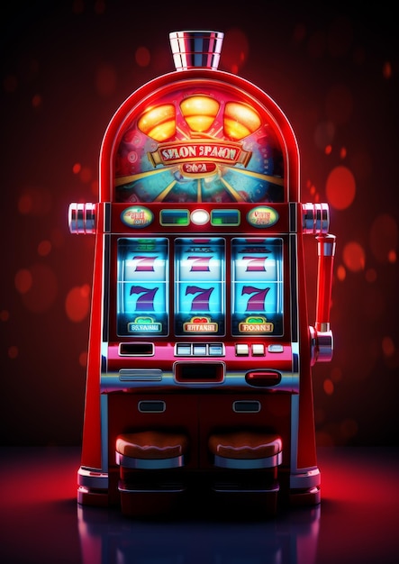 Slotmachine op een donkere achtergrond Gokken Generatieve AI