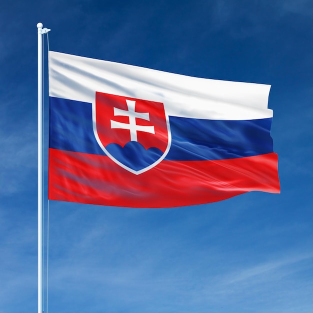 Photo slovakia flag on flagpole