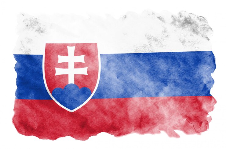 Photo slovakia flag  is depicted in liquid watercolor style isolated on white