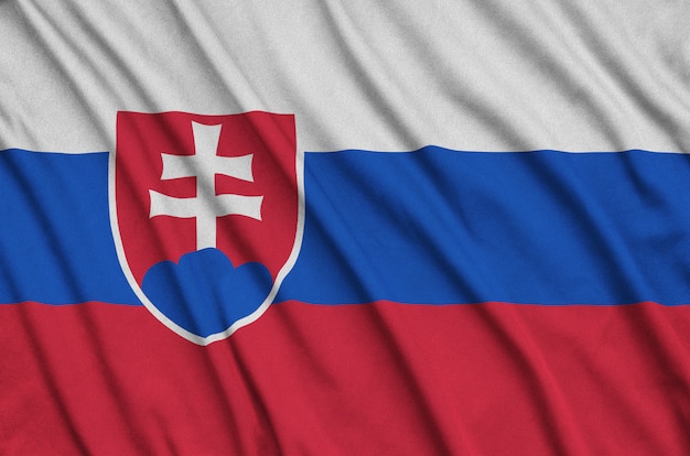 Slovakia flag with many folds. 