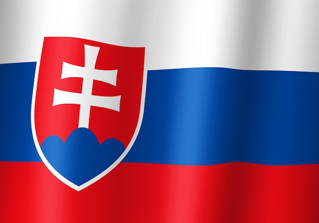 Slovakia national flag 3d illustration close up view