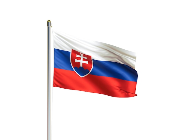 Национальный флаг Словакии развевается на изолированном белом фоне Флаг Словакии 3D иллюстрация