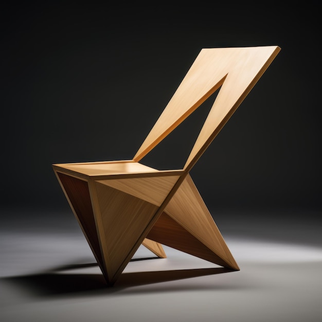 Slovene Designed Wooden Chair Octahedron Shape With Parallelogram Design