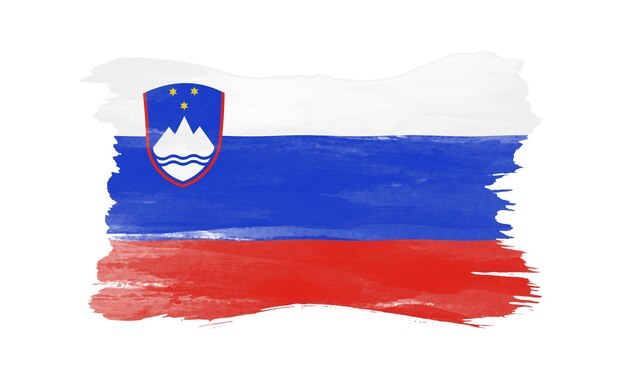 Photo slovenia flag brush stroke national flag