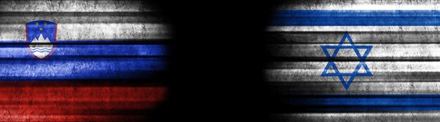 Slovenia and Israel Flags on Black Background