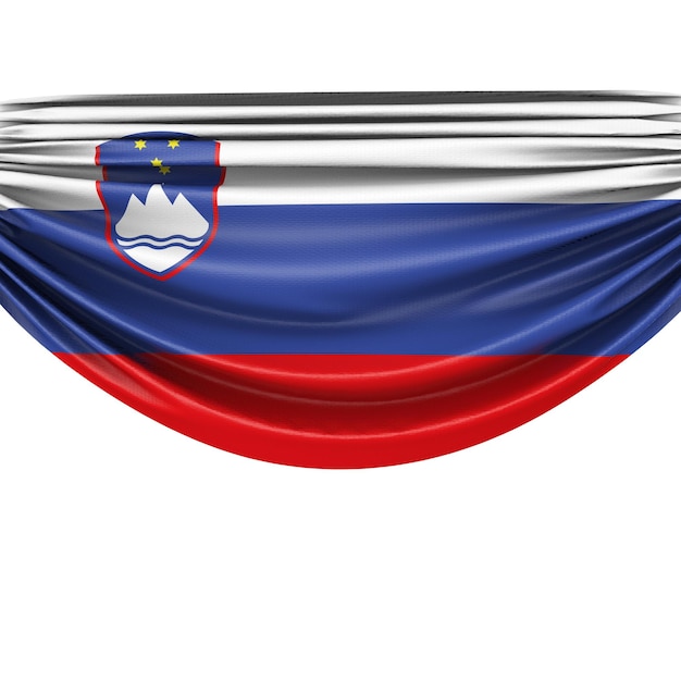 Slovenia national flag hanging fabric banner 3D Rendering