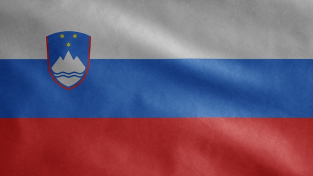 Slovenian flag waving in the wind