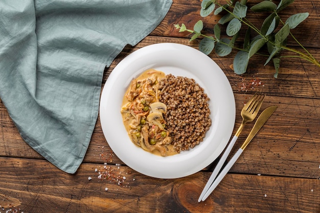 Slow cooked beef with buckwheat