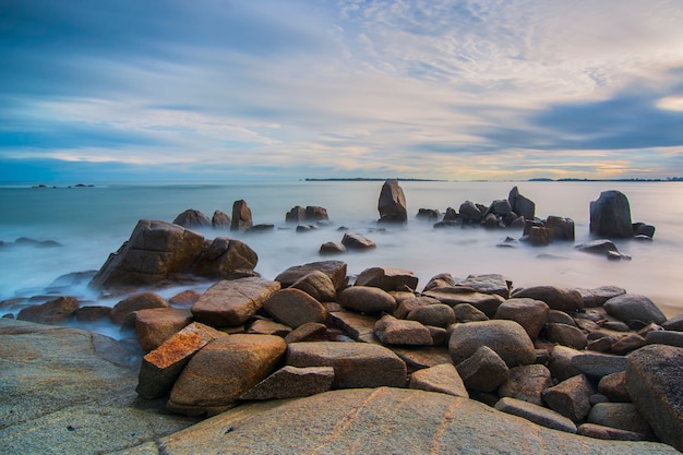 Slow motion water  on beach  in  Bintan island