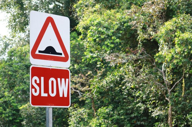 Slow sign on street in Singapore