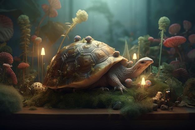 Slow turtle forest Generate Ai