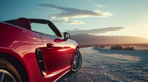 A slowmotion shot of the convertible top being raised with the wind suddenly changing direction and