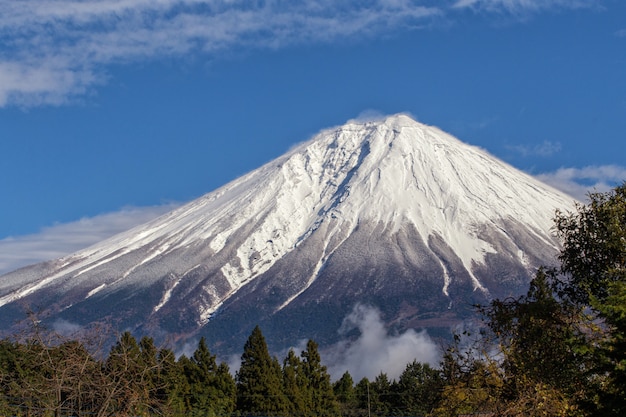 Foto sluit de top van de berg fuji