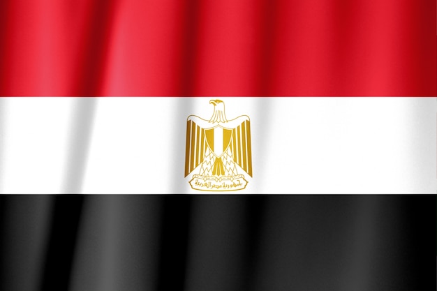 Sluit omhoog geschoten van golvende Egyptische vlag