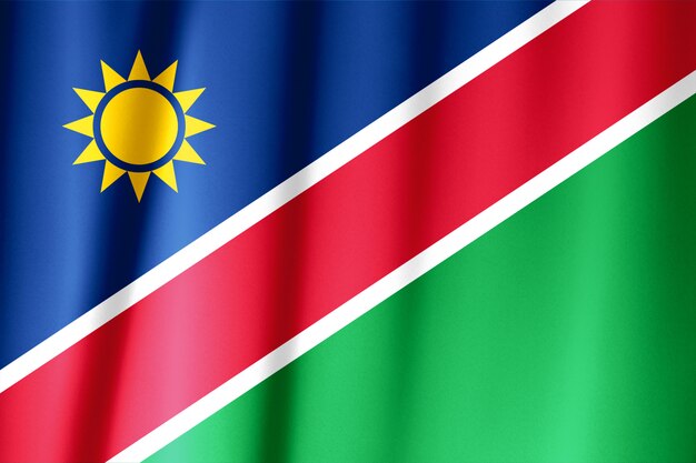 Sluit omhoog geschoten van golvende Namibische vlag
