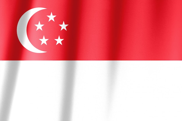 Sluit omhoog geschoten van golvende vlag van Singapore