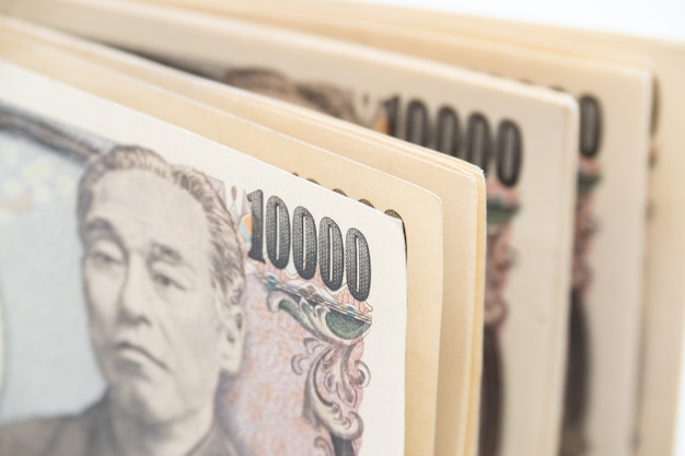 Sluit omhoog Japans het geldbankbiljet van de muntYen. japan economie.