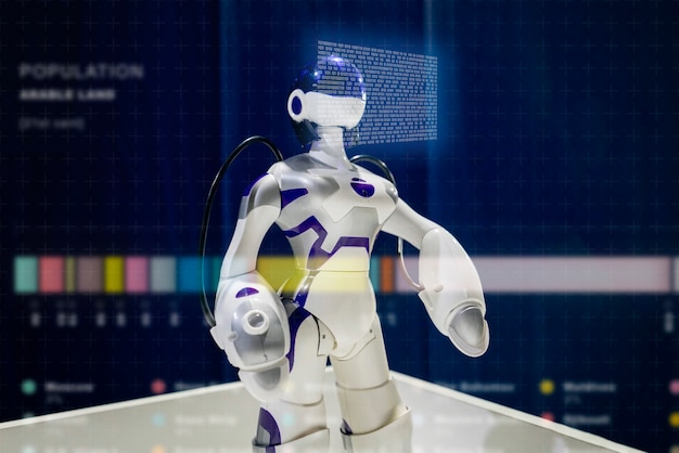 Sluit omhoog moderne robot, technologische interface