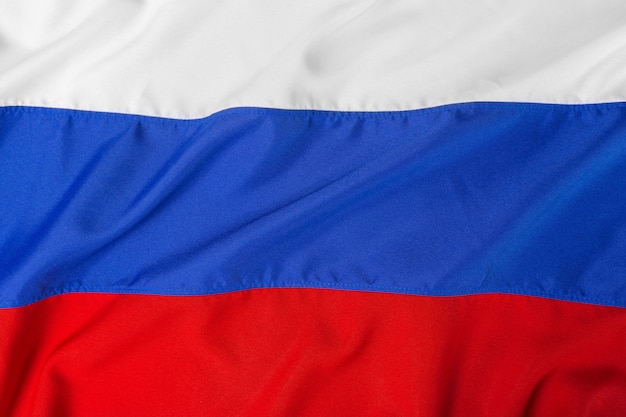 Sluit omhoog ontsproten van golvende vlag van Rusland