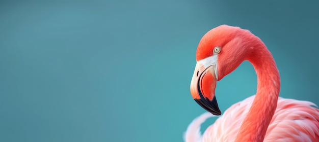 Sluit omhoog portret van flamingovogel op pastelkleurige achtergrond Generatieve AI