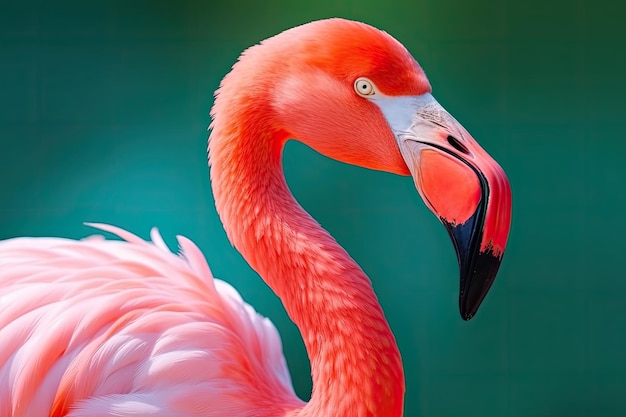 Sluit omhoog portret van flamingovogel op pastelkleurige achtergrond Generatieve AI