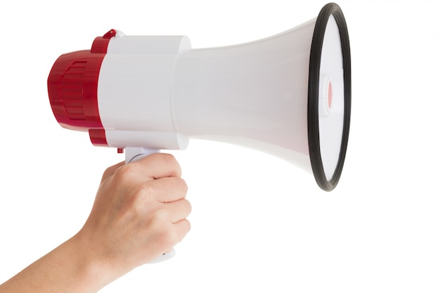 Sluit omhoog van de bullhorn van de handholding