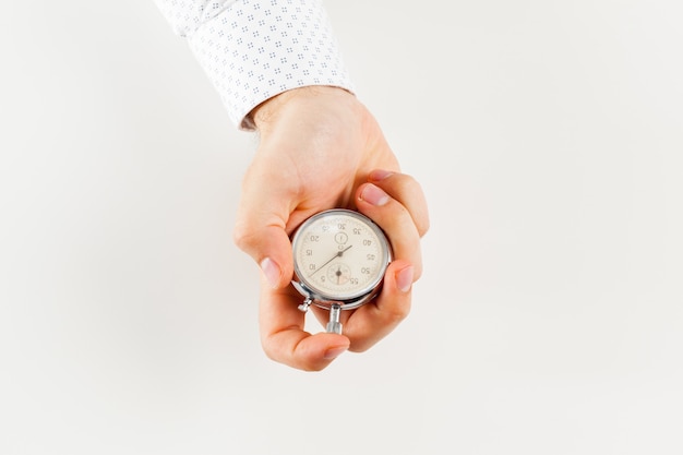 Foto sluit omhoog van de chronometer van de handholding