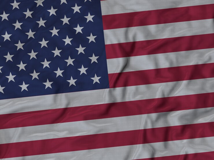 Foto sluit omhoog van de vlag van ruffled de verenigde staat van amerika