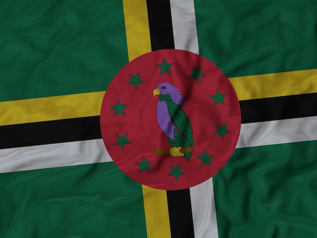 Sluit omhoog van de Vlag van Ruffled Dominica