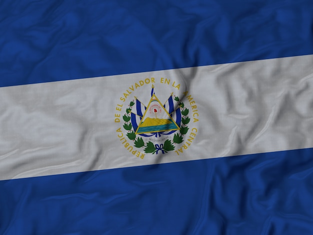 Sluit omhoog van de Vlag van Ruffled El Salvador