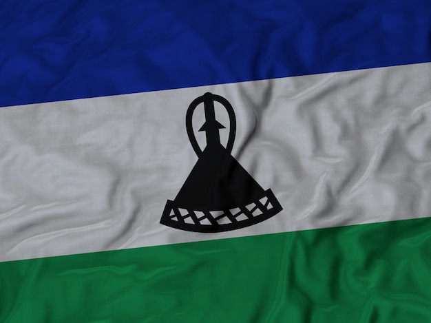 Sluit omhoog van de Vlag van Ruffled Lesotho