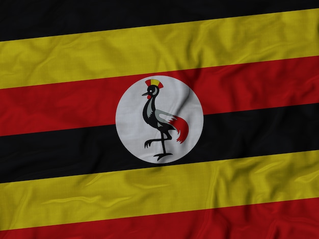Foto sluit omhoog van de vlag van ruffled uganda