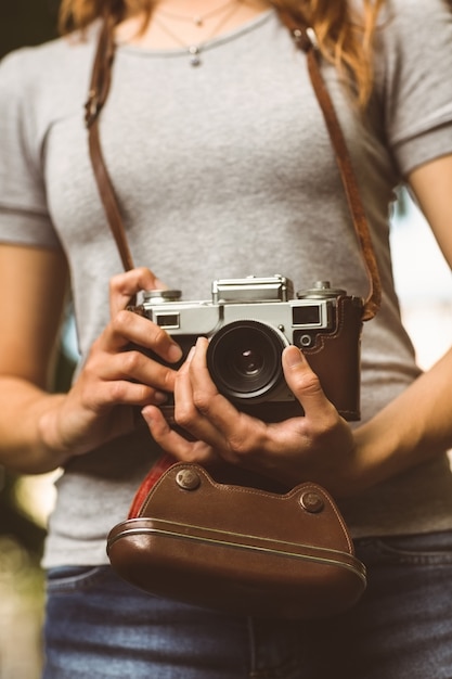 Sluit omhoog van een retro camera