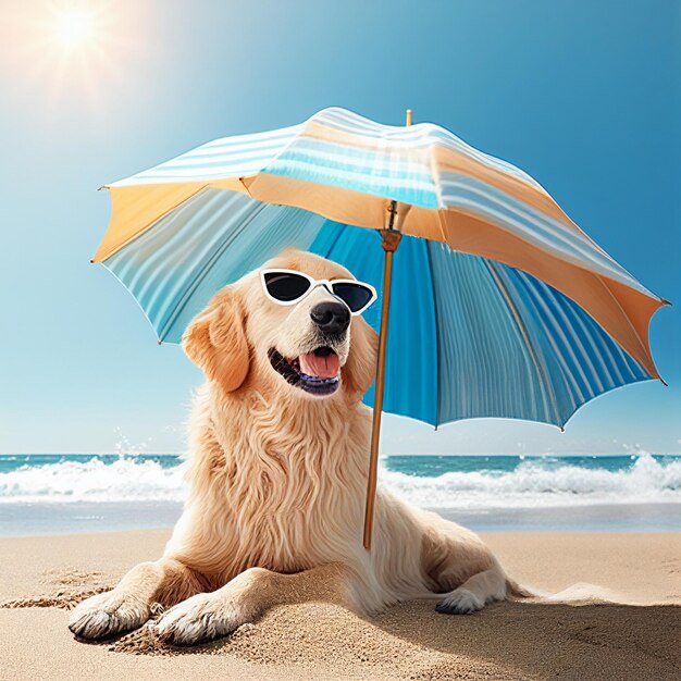 Sluit omhoog van hond die generatieve ai zonnebril draagt
