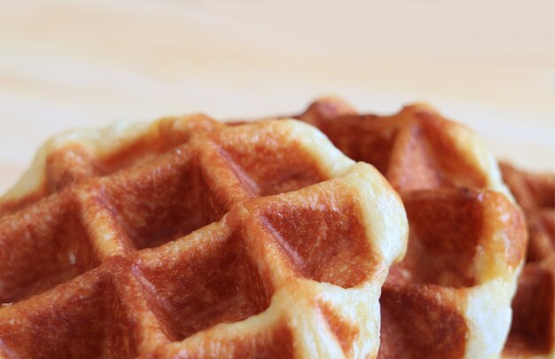 Sluit omhoog van mouthwatering belgische wafels