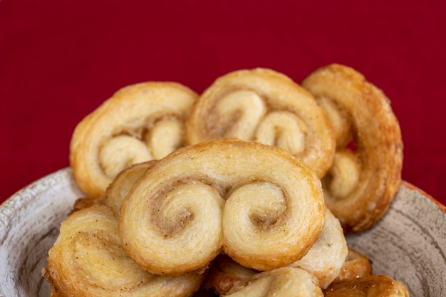 Sluiten van palmiers-koekjes - zoet bladerdeeg