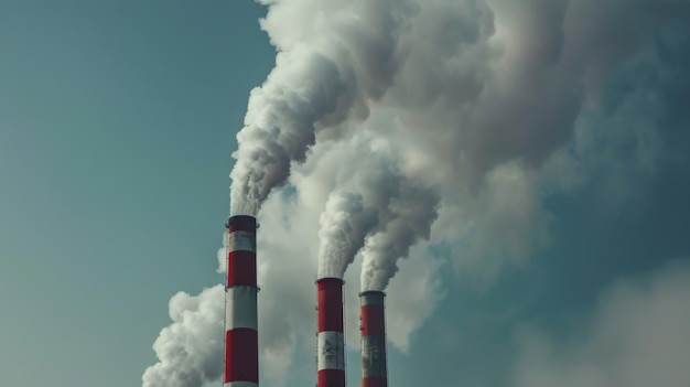 Sluiting van industriële schoorstenen die verontreinigende stoffen in de lucht uitstoten die bijdragen aan de verontreiniging van de atmosfeer