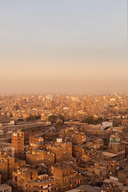 Slum roofs in Cairo Egypt showing trash