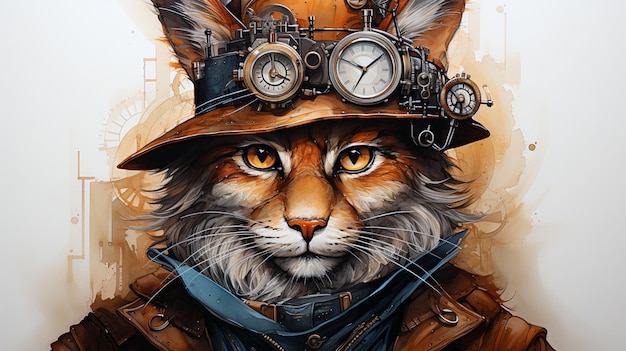 Sly fox in steam punk clothes cool wolf